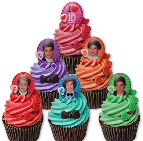 12 Assorted One Direction 1D Boy Band Group Favours Cupcake Rings Decorations