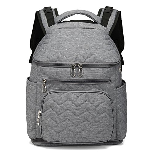 Preisvergleich Produktbild BAGZY Wasserdicht Baby Wickeltaschen Reise Rucksack Baby Kinderwagen Isolierte Tasche Rucksäcke Unisex Umhängetaschen Rucksackhandtaschen Große Kapazität Babytasche Handtaschen Organizer Grau