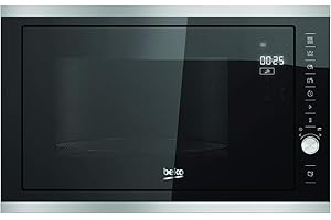 Beko MGB 25333X Microondas Integrable con Grill, 900 W, 25 litros, Acero inoxidable/Cristal Negro
