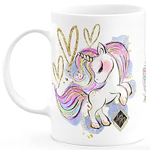 TrendoPrint Unicorn Dreams Come True Printed Coffee, Tea & Milk White Cartoons Mug/Cup - (350ml) Birthday and Return Gifts for Kids Boys Girls Friends Son Daughter Nephew Niece_(Ctn-14)