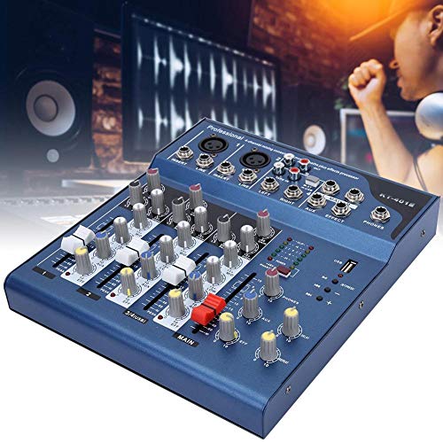 Table de mixage de scène, Console de mixage sonore à Double Affichage LED à 4 canaux à Faible Bruit avec Module MP3 USB pour Diffusion Web et Chanson K(EU)