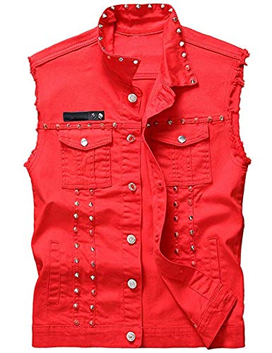 Idopy Chaleco de Mezclilla Punk Slim Fit para Hombre Chaleco sin...