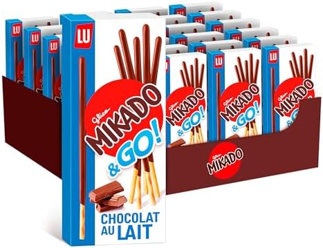 Mikado Cioccolato al Latte, Bastonicino Sottile e Croccante, Ricoperto di Gustoso Cioccolato al Latte, Pratico da mangiare e adatto per ogni occasione, 24x39g (24 Confezioni da 39g)