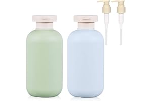 OMBRISA Bottiglie da Viaggio per Shampoo 200ml 2 pezzi con erogatore a pompa e tappo flip, Flaconi da Viaggio Ricaricabili per Articoli da Toeletta, antiperdita per shampoo, bagnoschiuma e cosmetici