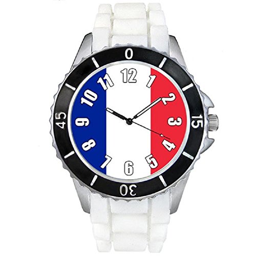 Frankreich Lnder Flaggen Uhr Unisex Erwachsene mit Silikonarmband Frankreich Lnder Flaggen Uhr Unisex Erwachsene mit Silikonarmband