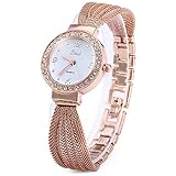 Damen Armbanduhr Analog Quarz Fashion Elegante Bling Strass Handgelenk Armband Armbanduhr Strass Zifferblatt Edelstahl Band, rose gold, round dial