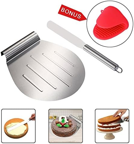 KALREDE Cake Lifter - Cake Transfer and Butter Knife - Cake Tray Moving Plate -10 Inches Stainless Steel - Ideal for Cakes, Pizzas, Pies,Tarts - Baking Tool Accessories