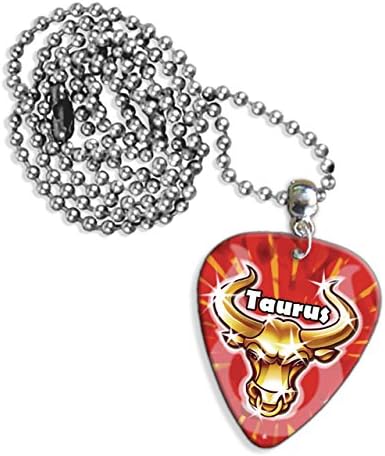 Taurus Zodiac Star Sign Logo Guitar Pick Necklace (GD)