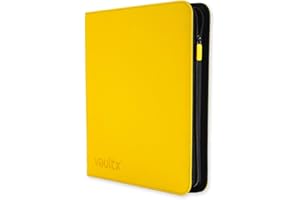 Vault X Archivador para Cartas Coleccionables de 12 Bolsillos con Cremallera, 480 Cartas, Material de Álbum Exo-Tec, 20 Hojas de Carga Lateral, Carpeta para Juegos Coleccionables, TCG (Amarillo)
