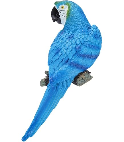 Heidouse Parrot Figurine 6x16 Pouces Statue de Perroquet Rouge réaliste sur la bûche et Les Animaux de résine résistants au fondu pour Le Bureau, Le Jardin, Le Plateau