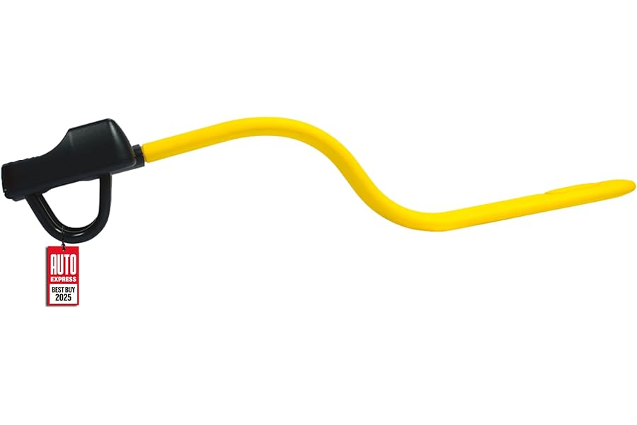 Stoplock Pro Elite Car Steering Wheel Lock HG 150-00 - Safe Secure Heavy Duty Anti-Theft Bar - Universal Fit - Includes 2 Keys and Carry Bag, Black/Yellow, 1 Unit
