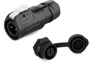 CNLINKO LP-12 Conector impermeable IP68 para cable Conector circular industrial Conector de carcasa PBT Conector de aviación estanco de liberación rápida M12 2-8 Pines Zócalo roscado (2 Pines)