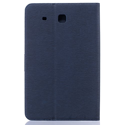 Samsung Galaxy Tab E 9.6-Inch SM-T560 Hülle, DEENOR Stilvoll 3D Drucken Feather und Vögel Serie Brieftasche Tasche PU Leder Flip Protective Stand Tasche Schutzhülle Hülle für Samsung Galaxy Tab E 9.6-Inch SM-T560 / T561 / T565.[Feather-Dark Blue] - 3
