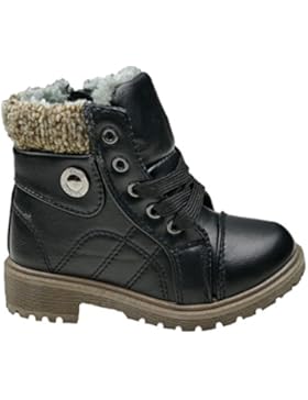 gibra Winterstiefel für Kinder, Warm Gefüttert, mit Reißverschluss, Schwarz, Gr. 25-36