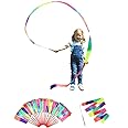 dervea 20 Pack Ribbon Wands, Kids Dance Ribbons Streamers, Birthday Goodie Bag Fillers, Rainbow Dancing Party Favors, Kids Gift Bag Bulk, Classroom prizes, Rhythmic Gymnastics Twirling (Rainbow)