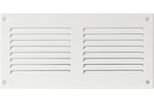 REPA MARKET Griglia d'aria in acciaio per il ritorno dell'aria, ideale per soffitto e parete laterale, HVAC, con schermo anti-insetti (20 x 10 cm, bianco)