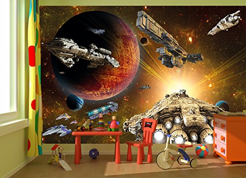 Fototapete Galaxy Adventure – Wandbild Dekoration Raumfahrt-Mission space-shuttle science-fiction Raumschiff Weltraum All Stern I Foto-Tapete Wandtapete Fotoposter Wanddeko by GREAT ART (336 x 238 cm) - 2