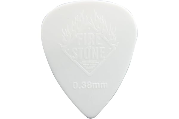 Fire Stone Médiator, Plectrum/Pick Nylon, forme 351, surface en relief, 0,38 mm, blanc, 12 pièces
