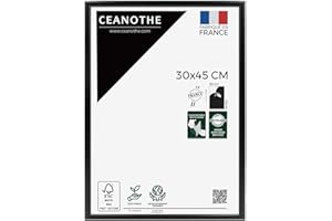 Ceanothe Cadre Photo 30x45 cm en Bois Noir, Pour Exposition et Idéal pour Photos Mariage A4, Collection Essentiel Verre acrylique Incassable Fabriqué en France