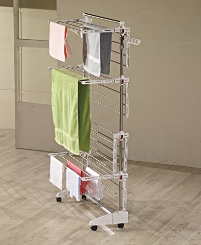 One Click Luxus Wäscheständer® E4, Seitenflügel auf 4 Ebenen, klappbarer Wäscheturm für große Familien - 2