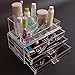 DOUBLE LAYER BEAUTY GLAM CLEAR ACRYLIC COSMETIC DRAWER / MAKE UP NAIL POLISH VARNISH DISPLAY STAND / ORGANISER / RACK / HOLDER CAN ALSO BE USED FOR MAKEUP BRUSH SETS, JEWELLERY AND ARTS AND CRAFT - 12 SECTIONS
