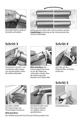 Fenster Verdunkelungsrollo weiss: 50×150 (Gesamtbreite X Höhe in cm) / Thermorollo Klemmfix Rollo Montage ohne Bohren inkl. Montagezubehör / weitere Größen: 40 / 50 / 60 / 70 / 80 / 90 / 100 / 110 x 150 oder 210 cm - 6