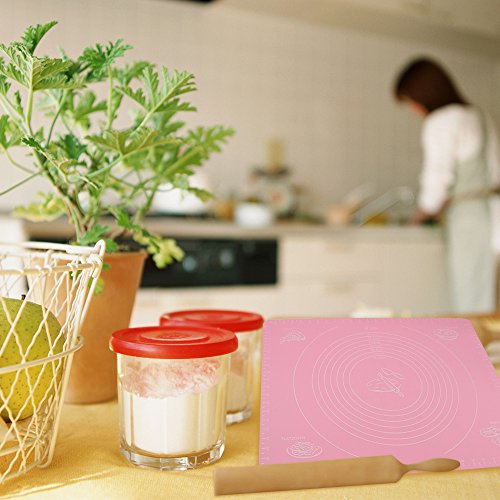 Backmatte, Bukm, Silikon Backmatte, Nonstick Maße Fondant Teig Gebäck Backmatte, 50 * 40cm, für Hausfrau, Kochen Enthusiasten (Pink) - 5