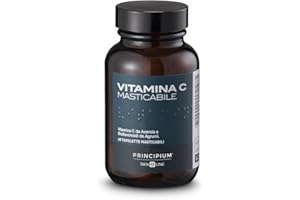 BIOS LINE Principium Vitamina C Masticabile, Integratore Alimentare Naturale di Vitamina C, Gusto Amarena, 60 Tavolette Masticabili