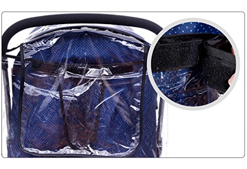 Universal Regenschutz Regenhülle für Kinderwagen Buggy Regen-Abdeckung mit Reißverschluss Öffnung, Transparent PVC Material, gegen Wind Regen Wetter - 5