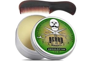THE BEARD AND THE WONDERFUL Eucalyptus Cire à Moustache (15ml Conserve) et Mini Barbe et Tache Peigne Money Saving Ensemble avec Gratuit Ultimate Guide To Barbes Ebook