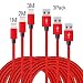 Produktbild iPhone Kabel, Auspisa 3pcs(1+2+3)M Extra Lang Schnur 8 Pin Lightning auf USB Ladekabel Kabel für iPhone SE/7/7plus/6/6S/6 PLUS/6S Plus, 5 C/5S/5, iPad Pro/Air/Mini, iPod Nano/Touch (rot)