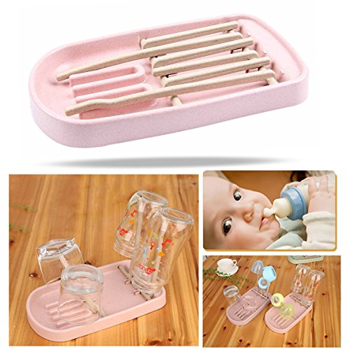 Preisvergleich Produktbild OFKPO Klappbarer Trockenständer für Babyflaschen,Becher und Zubehör(Rosa)
