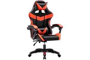 BAKAJI Sedia Poltrona Gaming Scrivana Ufficio Casa in Ecopelle Schienale Reclinabile Cuscino Lombare Poggiatesta Rotazione 360 Gradi Direzionale Altezza Regolabile 5 Ruote (Black e Red)