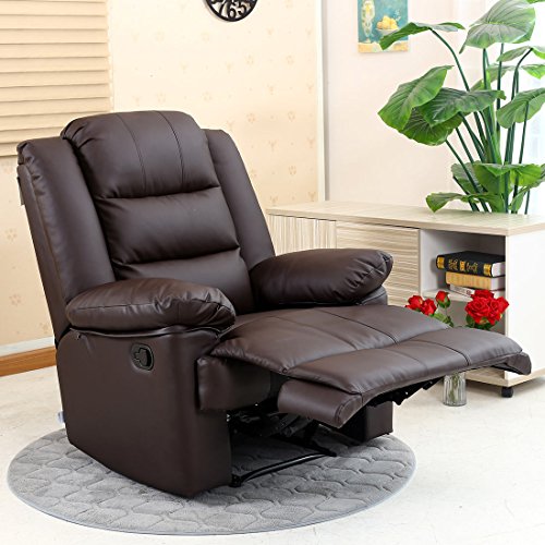 LOXLEY LEATHER RECLINER ARMCHAIR SOFA HOME LOUNGE CHAIR RECLINING GAMING (Brown)