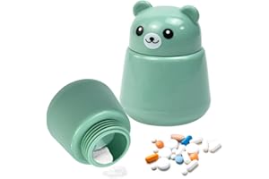 Fuhesgu Triturador de Pastillas Manual Mortero Pequeño Pastillas Machacador de pastillas de medicamentos Oso Pulverizador de Pastillas Pequeño y Portátil 9.2×7cm para Personas Mayores Ninos Mascotas