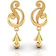 P.C. Chandra Jewellers Womens 22KT (916) Yellow Gold Dangle Drop Earrings With Swirl Design And Cone-Shaped Drop - 0.95 Grams