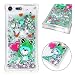 Produktbild Misstars Glitzer Flüssig Hülle für Sony Xperia XZ Premium, Bling Transparent Weich TPU Silikon mit Muster Grün Frosch Design Backcover Ultra Slim Kratzfeste Stoßfest Schutzhülle