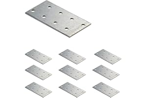 VHG INNOVATION VHG Flat Connecting Joining Plates - Pack of 10 pcs (80 x 40 x 2) Heavy Duty Perforated Brackets, Galvanised Steel Sheet Braces, Metal Timber Fixing Repair Connector