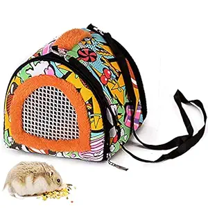 Travel Small Animals Hedgehog Hamster Guinea Pig Carrier for Small Guinea Pigs Rats Chinchillas Hamsters Hedgehogs Carriers Pouch Bag with Detachable Strap Breathable Outdoor Warm Small Pet Carrier