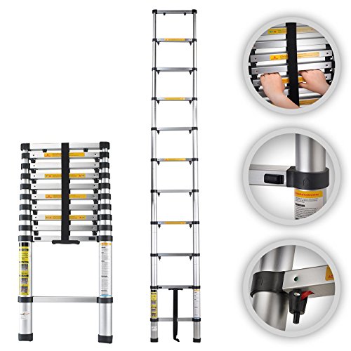 Preisvergleich Produktbild MAXCRAFT Teleskopleiter Aluleiter Stehleiter Abstandshalter Fingerklemmschutz Anlegeleiter Mehrzweckleiter Multifunktionsleiter 3,20 m