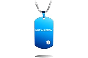 MOWOM Medical Alert Dog Tag Pendant Necklace Custom Engraved Name ID Stainless Steel - Bundle with 4 Items: Emergency Card, Sleeve, 22 Inches Chain/2-Inch Extension Chain, Silencer