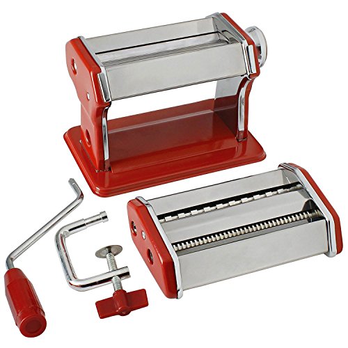 Sentik 3 in 1 Edelstahl Pasta Lasagne Spaghetti Tagliatelle Maker Maschine Cutter rot - 2