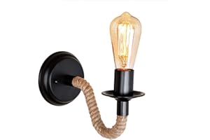 CHAO ZAN Moderno Applique da parete in corda di canapa Vintage Lampada da parete in Metallo E27 Classico Creativo Camera da Letto Cucina Bar Ristorante Loft corridoio camera d'albergoilluminazione da parete