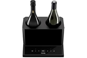 H.Koenig Rafraichisseur à Vin LVX28, 2 bouteilles, Vin Blanc, Vin Rouge, Rosé, Champagne, Jusqu'à 9cm de Diamètre, Température Réglable de 5°C à 18°C, Contrôle Digital, Système Thermoélectrique, 87W