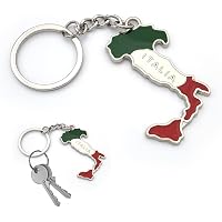 Italian Flag Chrome Badge Keychain – Green/White/Red Striped Key Ring For Car Remote, Smart Key