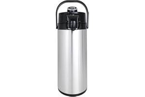 SARO Isolierpumpkanne aus Edelstahl für Gastronomie & Buffet – 2,2 L – Für heiße & kalte Getränke – Mit Pumpmechanik & Tragegriff - Innen & außen Edelstahl