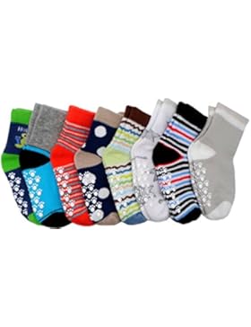 Tokkids - Baby ABS Socken, Anti Rutsch Socken für 6-30 Monate Baby Mädchen und jungen, Antirutsch 8-Pack Babysocken