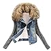 Produktbild VJGOAL Damen Jacke, Damen Superwarmer Winter Jeans Knopf Stricken Langarm Cowboy Denim Taschen mit Kapuze Pullover Mantel Tops (Blau, 40)