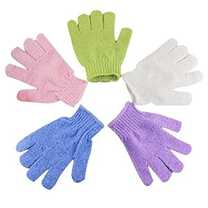 ULTNICE 2pcs Shower Gloves Exfoliating Mitt Body Exfoliator Brush Nylon Bath Gloves for Men Women Kids Blue - Image 5