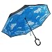 Produktbild PLEMO Regenschirm Seitenverkehrter Stockschirm Golfschirm, Double Layer umgekehrt, 116 cm mit Himmel Motiv